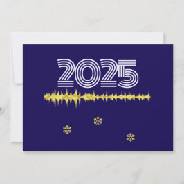 Tarjeta Festiva Purple wish card New Year with wave snowflakes