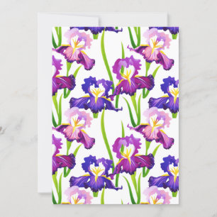 Tarjeta Festiva Púrpura Rústica pradera Iris Flores Acuarela