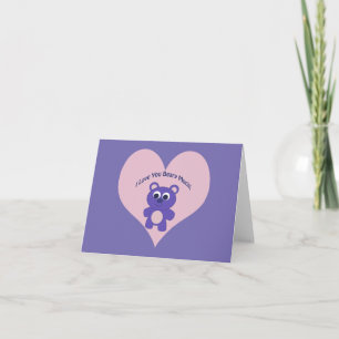 Tarjeta Festiva Púrpura te amo Beary Mucha!