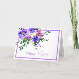 Tarjeta Festiva Púrpura y rosa florales personalizados de Pascua e