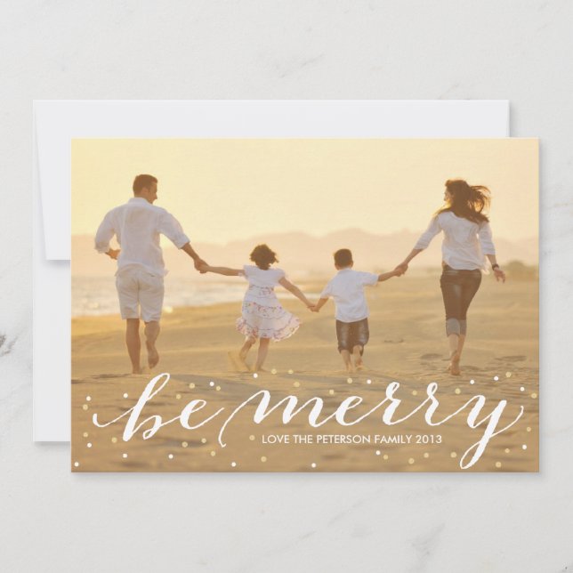 Tarjeta Festiva Purpurina Be Merry (Anverso)