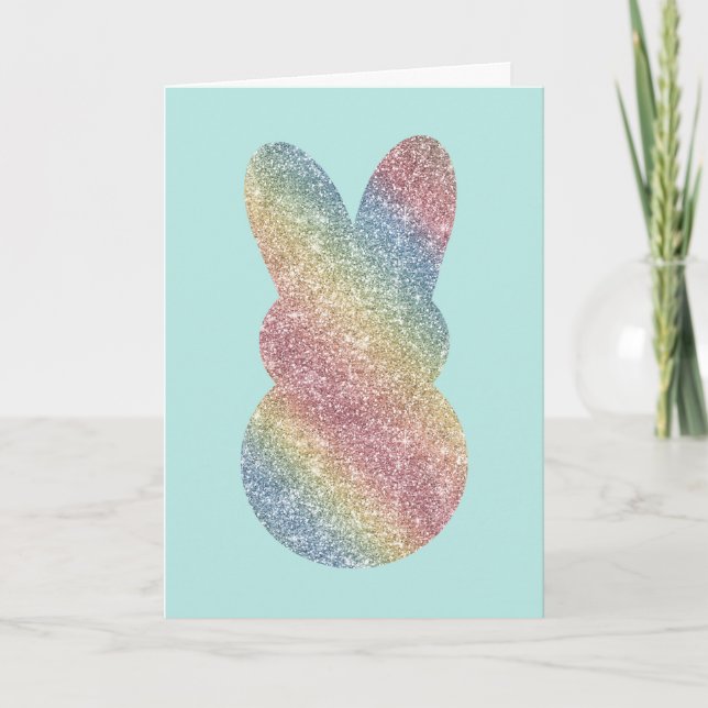 Tarjeta Festiva Purpurina Bunny Hoppy Easter (Anverso)