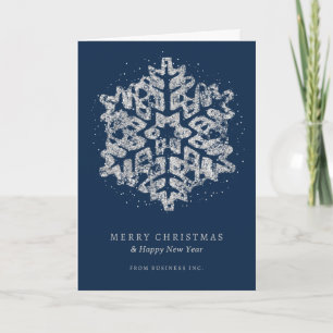 Tarjeta Festiva Purpurina de Navidades plateados Snowflake Armada