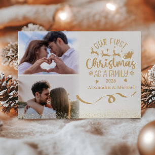 Tarjeta Festiva Purpurina de oro 2 Navidades de fotografía