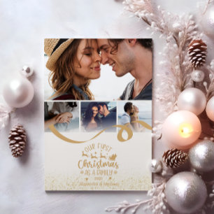 Tarjeta Festiva Purpurina de oro 4 Navidades de fotografía