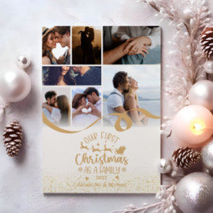 Tarjeta Festiva Purpurina de oro 7 Navidades de fotografía