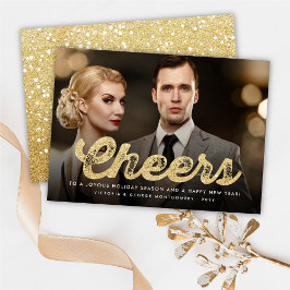 Tarjeta Festiva Purpurina de oro audaces saludos moderna foto de A
