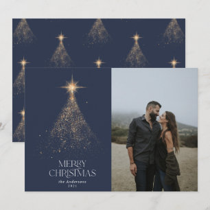 Tarjeta Festiva Purpurina de oro brillante foto de Navidades moder