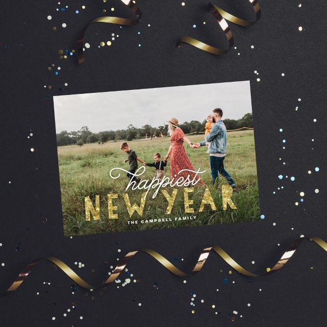 Tarjeta Festiva Purpurina de oro más feliz foto de Año Nuevo (Subido por el creador)