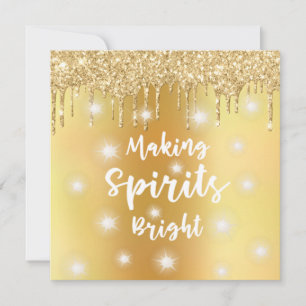 Tarjeta Festiva Purpurina de oro moderno haciendo SPIRITS BRIGHT P