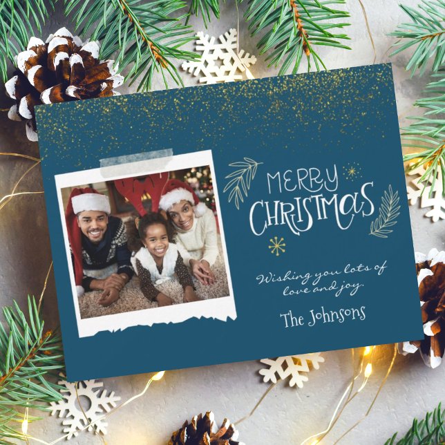 Tarjeta Festiva Purpurina de oro moderno, Marina, Feliz Navidad. (Subido por el creador)