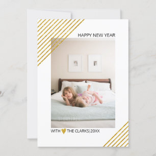 Tarjeta Festiva Purpurina de oro rayas de moda de Año Nuevo