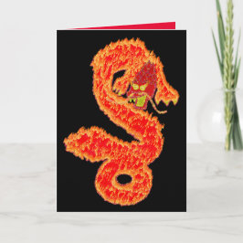 Tarjeta Festiva Purpurina del año nuevo lunar chino del dragón