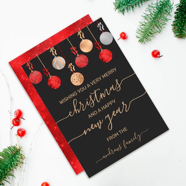 Tarjeta Festiva Purpurina dorado rojo plateado colgando Navidades  (Subido por el creador)