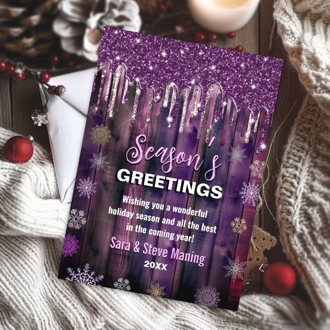Tarjeta Festiva Purpurina Fiesta de Navidades de países Rustic Pur (Subido por el creador)
