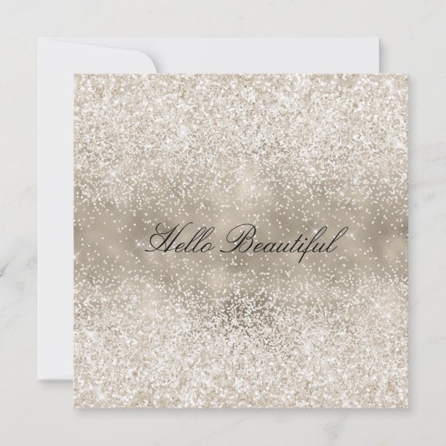 Tarjeta Festiva Purpurina Glitzy Blanco de Oro Champagne (Anverso)