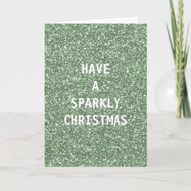Tarjeta Festiva Purpurina Ice Mint Faux (Anverso)