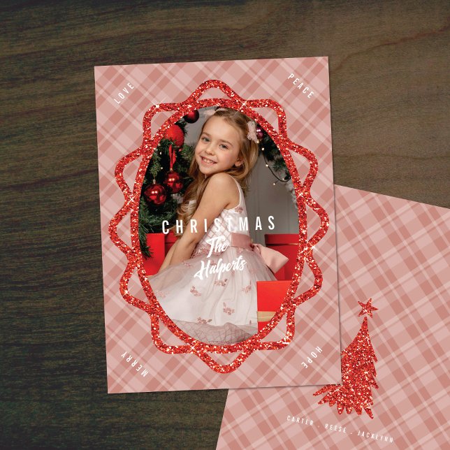 Tarjeta Festiva Purpurina Rojo Boho y Navidades de fotografía de P (Subido por el creador)