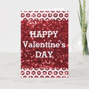 Tarjeta Festiva Purpurina Rojo Feliz Día de San Valentín