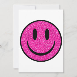 Tarjeta Festiva Purpurina rosa sonríe cara