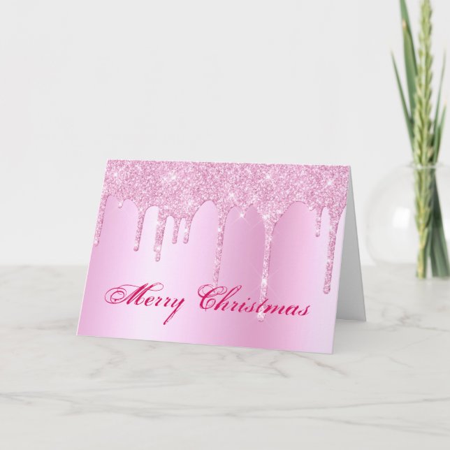 Tarjeta Festiva Purpurinas rosados de moda manejan Navidades gráfi (Anverso)