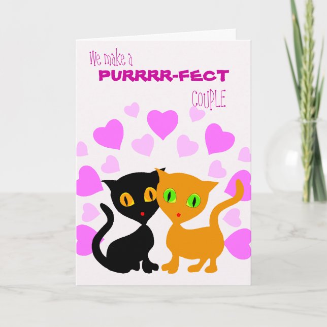 Tarjeta Festiva Purrfect Couple Kitty Cats (Anverso)