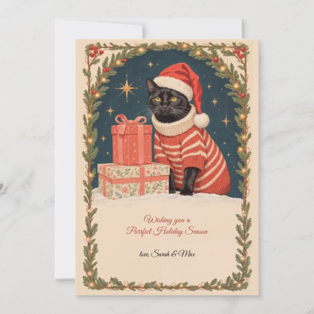 Tarjeta Festiva Purrfect Holiday Season Holiday Card (Anverso)