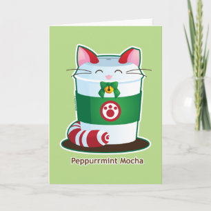 Tarjeta Festiva Purrista Pawfee - gato lindo del café del día de