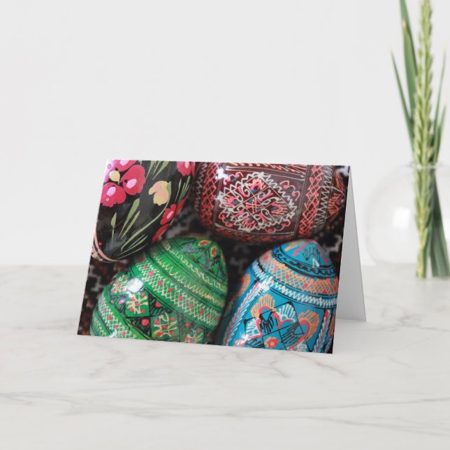 Tarjeta Festiva Pysanky ucraniano - huevos de Pascua (Anverso)