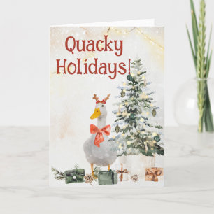 Tarjeta Festiva Quacky Holidays Festive Cute Duck Card
