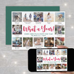Tarjeta Festiva ¡Qué año! 12 fotos y subtítulos brillantes y moder<br><div class="desc">¡Qué año para recordar! Envía elegantes saludos alegres y comparte 12 de tus fotos favoritas con un año festivo de collage de fotos de personalizados en tarjeta de revisión. Todo el texto de esta plantilla es sencillo de personalizar con cualquier texto. El brillante diseño rojo y verde arándano presenta caligrafía...</div>