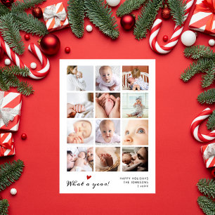 Tarjeta Festiva Qué año, 12 Navidades de Recién nacido de Collage