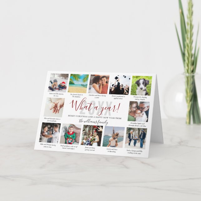 Tarjeta Festiva Qué Año 12 Título De Collage de fotos Vacío Famili (Anverso)