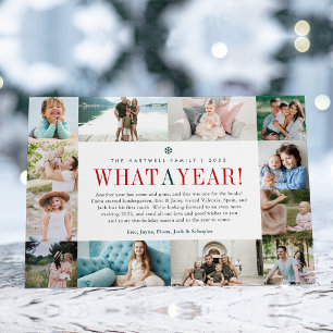 Tarjeta Festiva Qué año Año en Collage de fotos de revisión