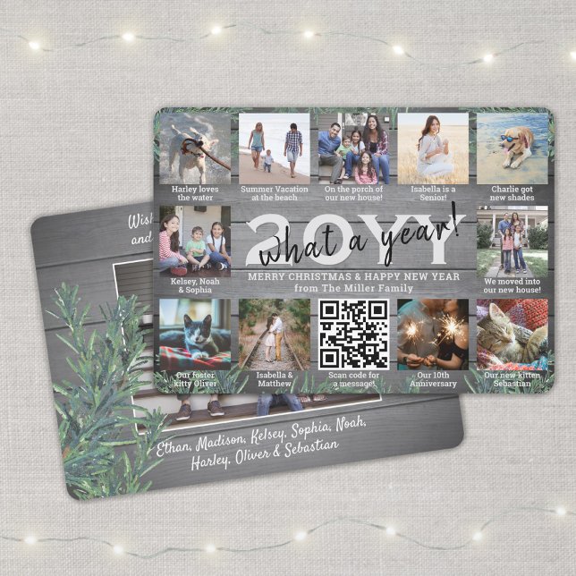 Tarjeta Festiva ¡Qué año! Código QR 12 Madera de Collage de fotos  (Subido por el creador)