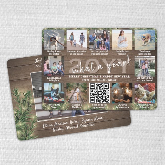 Tarjeta Festiva ¡Qué año! Código QR 12 Madera fotográfica, pino y  (Subido por el creador)