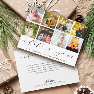 Tarjeta Festiva Qué año   Collage de fotos blancas de Felices Fies