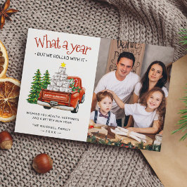 Tarjeta Festiva Qué año de papel higiénico foto de árbol de Navida