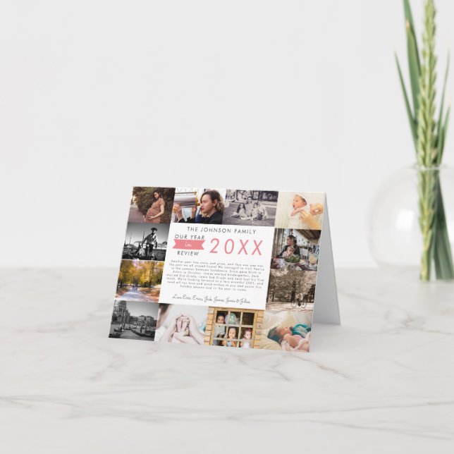 Tarjeta Festiva Qué año de vacaciones de Collage de fotos de reseñ (Anverso)