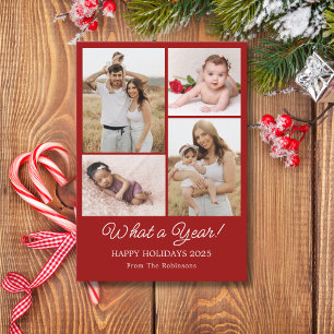Tarjeta Festiva Qué año en revisión collage de fotos familiares ro