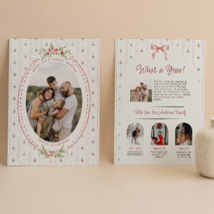 Tarjeta Festiva Qué año Grandmillennial Greenery Oval Foto