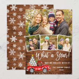 Tarjeta Festiva Qué año más Navidades Camión de Granja Roja 4 Foto