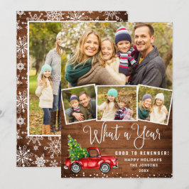 Tarjeta Festiva Qué año más Navidades Camión de Granja Roja 5 Foto