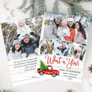 Tarjeta Festiva Qué año más Navidades Camión de Granja Roja 5 Foto