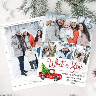Tarjeta Festiva Qué año más Navidades Camión de Granja Roja 5 Foto