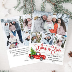 Tarjeta Festiva Qué año más Navidades Camión de Granja Roja 7 Foto