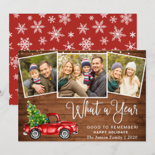 Tarjeta Festiva Qué año Navidades Red Farm Truck 3 Foto