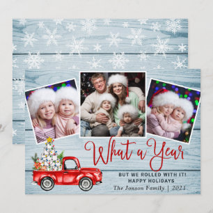 Tarjeta Festiva Qué año Navidades Red Farm Truck 3 Foto