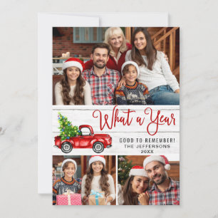 Tarjeta Festiva Qué año Navidades Red Farm Truck 3 Foto