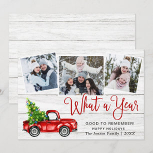 Tarjeta Festiva Qué año Navidades Red Farm Truck 3 Foto